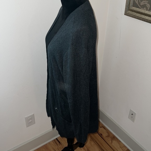 Apt.9 Sz XL ribbed cotton‎ blend open cardigan long sleeves front zip pockets - Picture 4 of 6